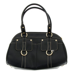 LANCEL - Sac de dame en cuir noir, métal