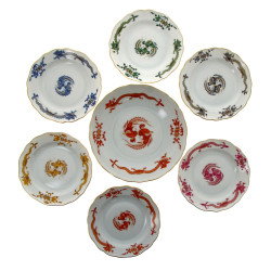 MEISSEN - 6 assiettes à gâteaux et coupe