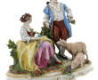 Groupe galant, sujet en porcelaine polyc