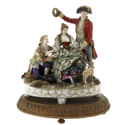 Groupe galant, sujet en porcelaine polyc