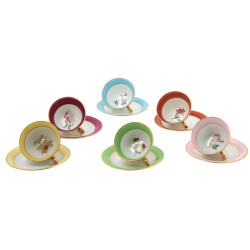 6 tasses à moka et 6 sous-tasses en porc