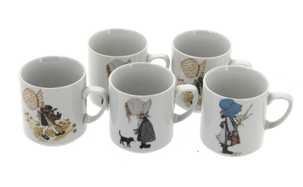 SARA KAY - 5 tasses en porcelaine à déco