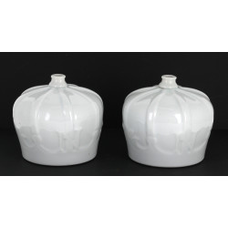 Paire de flacons ou bouteilles en porcel