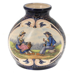 HB QUIMPER - Vase boule en faïence perlé