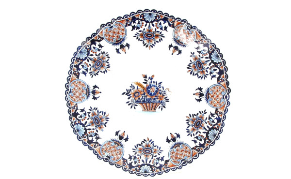 HENRIOT QUIMPER - Plat rond à bords cont