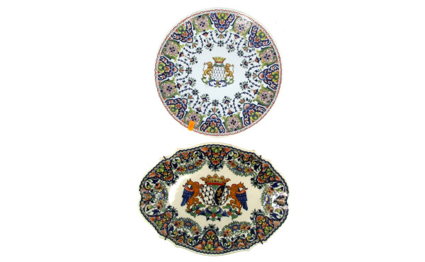 HENRIOT QUIMPER - Plat ovale à bords con