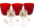 4 grands verres à pied en verre rouge et