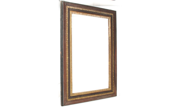 Miroir rectangulaire ancien en bois et s