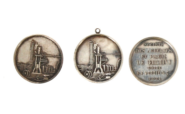 Trois médailles anciennes en argent "Soc