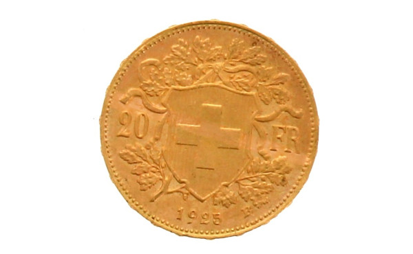 1 p. 20 fr or suise 1925 poids 6,5 grs