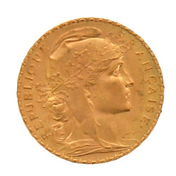 1 p. 20 fr or au coq 1911 poids 6,5 grs