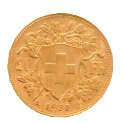1 p. 20 fr or suisse 1935 poids 6,5 grs