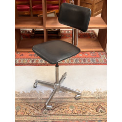 Chaise de bureau années 60 en skaï et mé