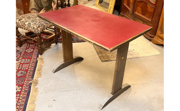 Table bistrot ancienne en bois et platea