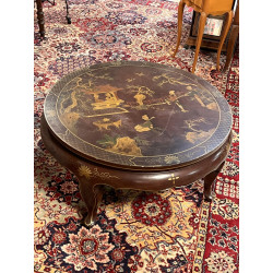 Table basse ronde chinoise en laque à fo
