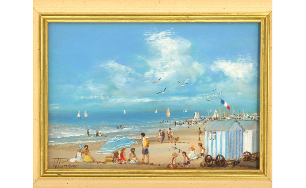 Willy PANNIER (1952) "Scène de plage" hu