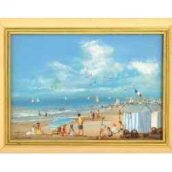 Willy PANNIER (1952) "Scène de plage" hu