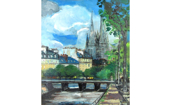 Alain GRAVIE (Xxè-XXIè) "Vue de Quimper"