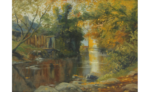 Emile GAUFFRIAUD (1877-1957) "Lavandière