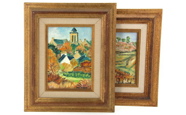 Yves LANGE (Xxème) - Lot de 2 tableaux :