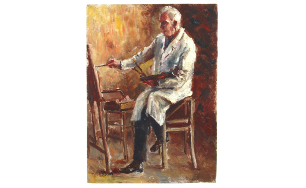 P.TESSON (Xxème) "Le peintre Barrois au 