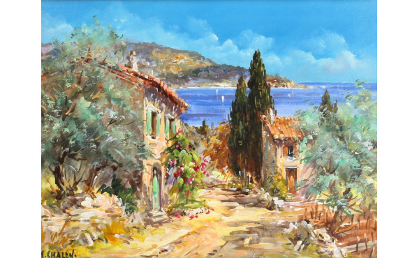 N.CHALON (Xxème) "Paysage de bord de mer