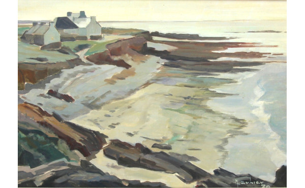 Marcel DULIEU (Xxème) "Plage en Finistèr