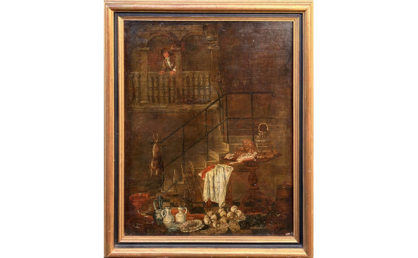 Ecole XVIIIe " Scène d'intérieur de cuis