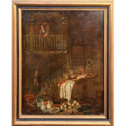 Ecole XVIIIe " Scène d'intérieur de cuis