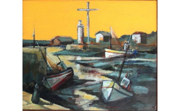 Ec. Française Xxe "Phare à Honfleur", hu