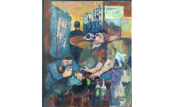 Alain GRAVIE (Xxè-XXIè) "Au bistrot", hu