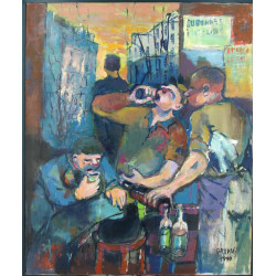 Alain GRAVIE (Xxè-XXIè) "Au bistrot", hu