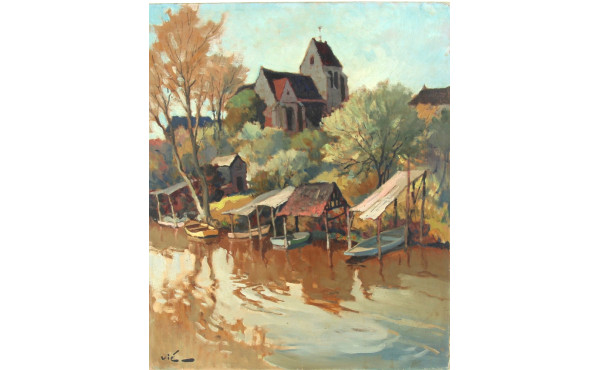 Gabriel VIE (1888-1973) "Rives du Long à