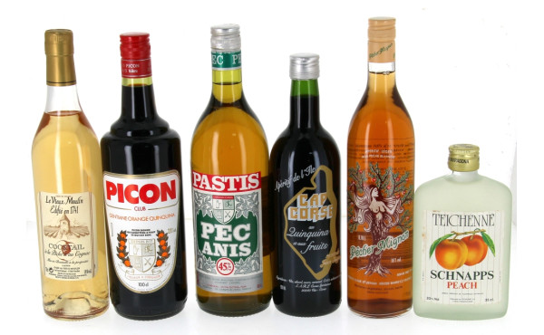 6 bouteilles d'alcool divers