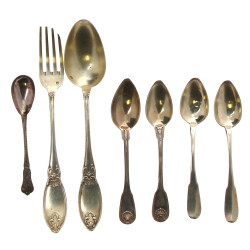 Couvert en argent, 4 petites cuillères e