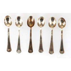 6 cuillères à moka en argent, poinçon mi