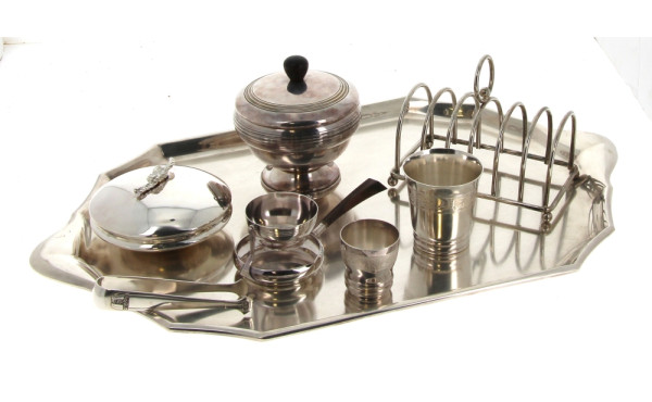 GALLIA - Plateau de service en métal arg