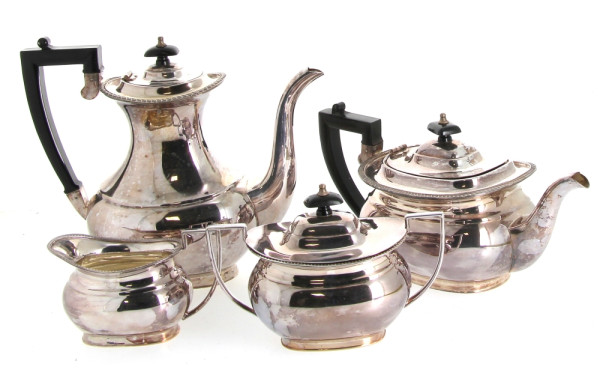 Service thé-café en métal argenté compre