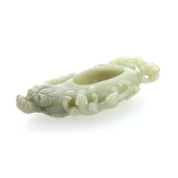 CHINE - Rince pinceaux en jade sculpté, 