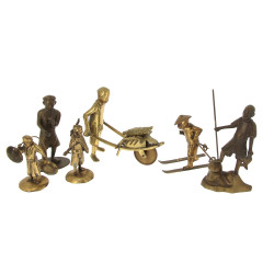 ASIE - Lot de 6 sujets en bronze et lait