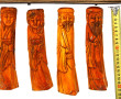 CHINE - 4 statuettes en os patiné, H 21 
