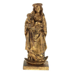 VIERGE A L'ENFANT - Sujet en plâtre pati