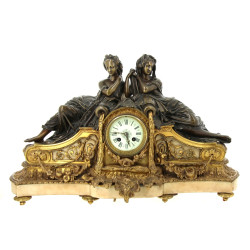 Belle pendule ancienne en bronze doré et