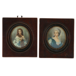 "Portraits d'élégantes", deux miniatures