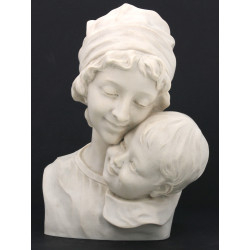 "Femme et son enfant" buste en résine d'