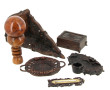 Lot de 7 objets en bois et trompe-l'œil 
