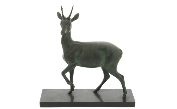 BICHE - Sujet en métal composition à pat