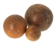 3 boules en bois de différents diamètres