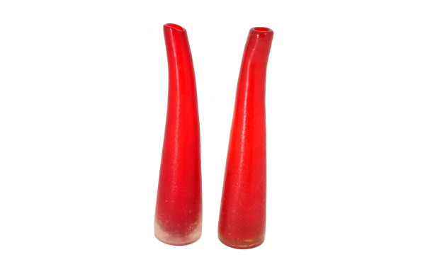 2 vases en verre épais rouge moderne asp