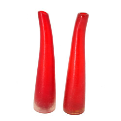 2 vases en verre épais rouge moderne asp